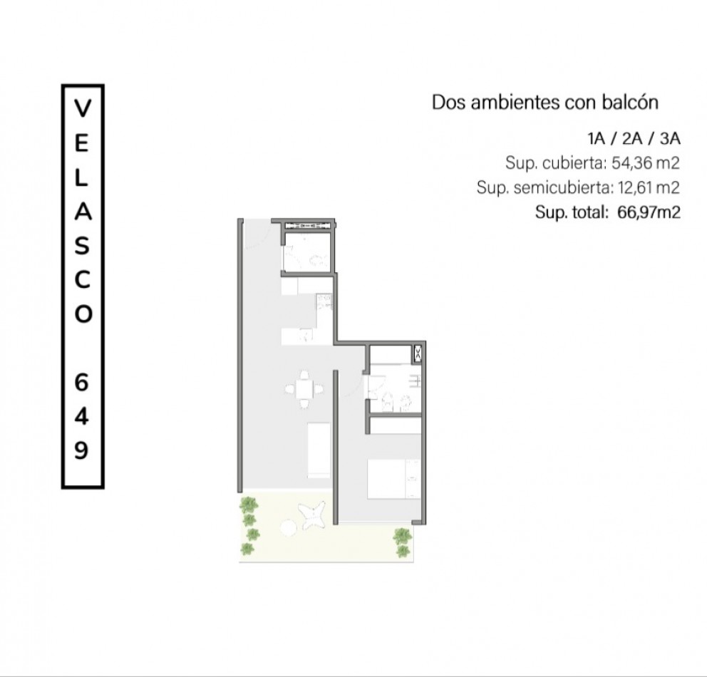Departamento 2 Ambientes a Estrenar con Balcon al Frente en Villa Crespo